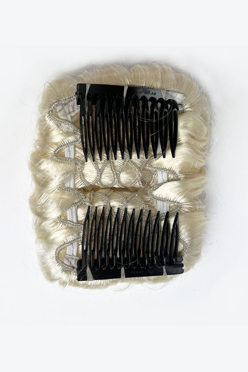 Hair poodle clip-in hairpiece bun vintage style 1950s: Lucille platinum blonde 1001