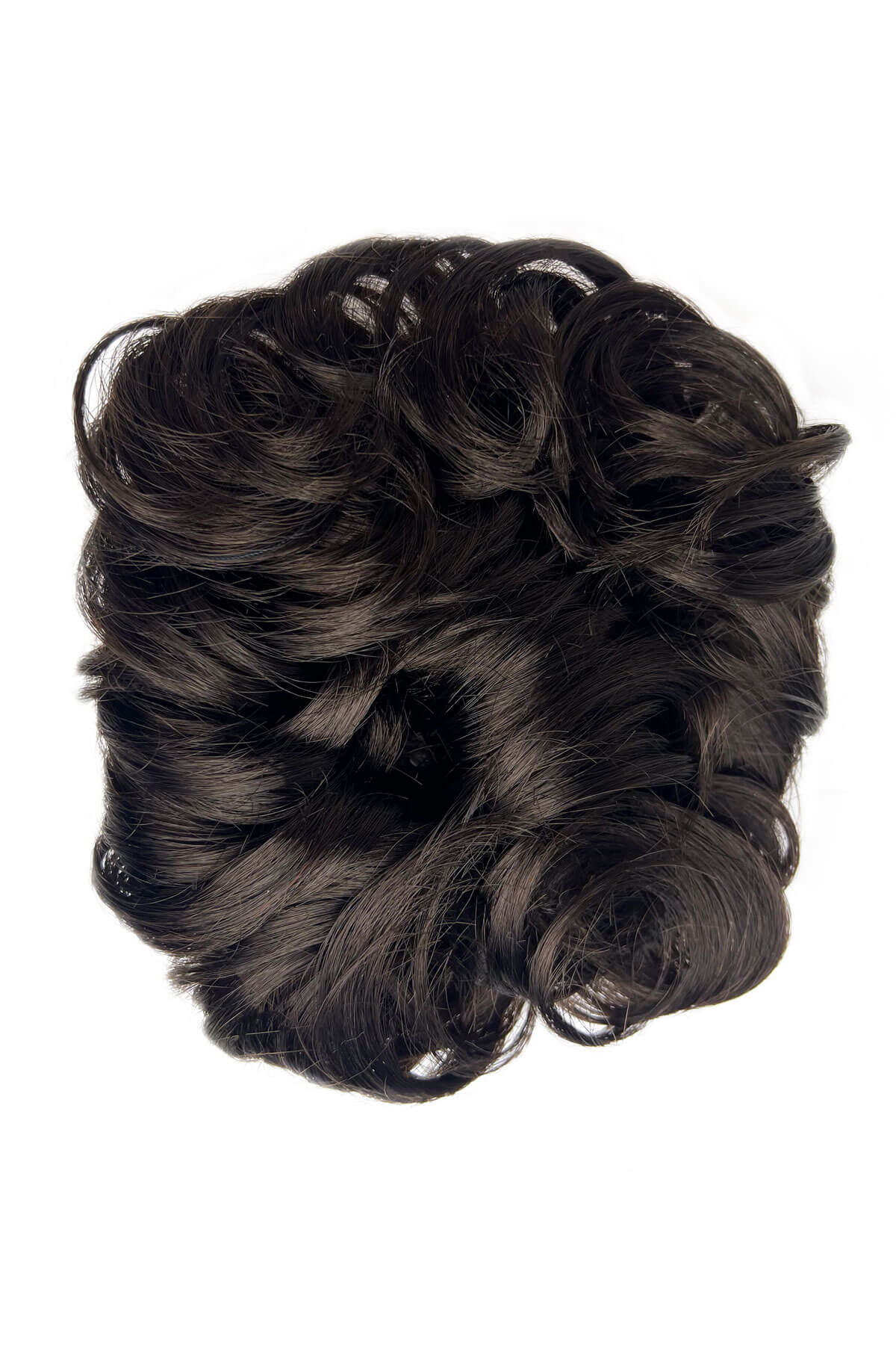 Dark brown hairpiece on a white background. Hair poodle clip-in hairpiece bun vintage style 1950s: Lucille dark brown 4