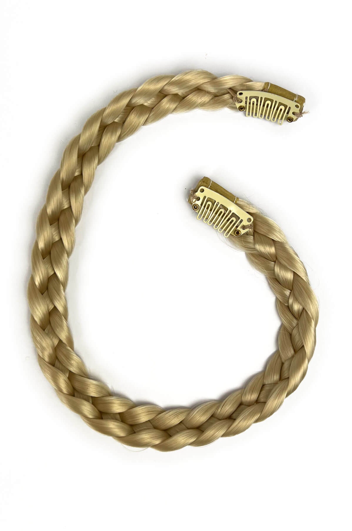 Blonde hairband on a white background. Plaited hairband: Martina creamy blonde 613