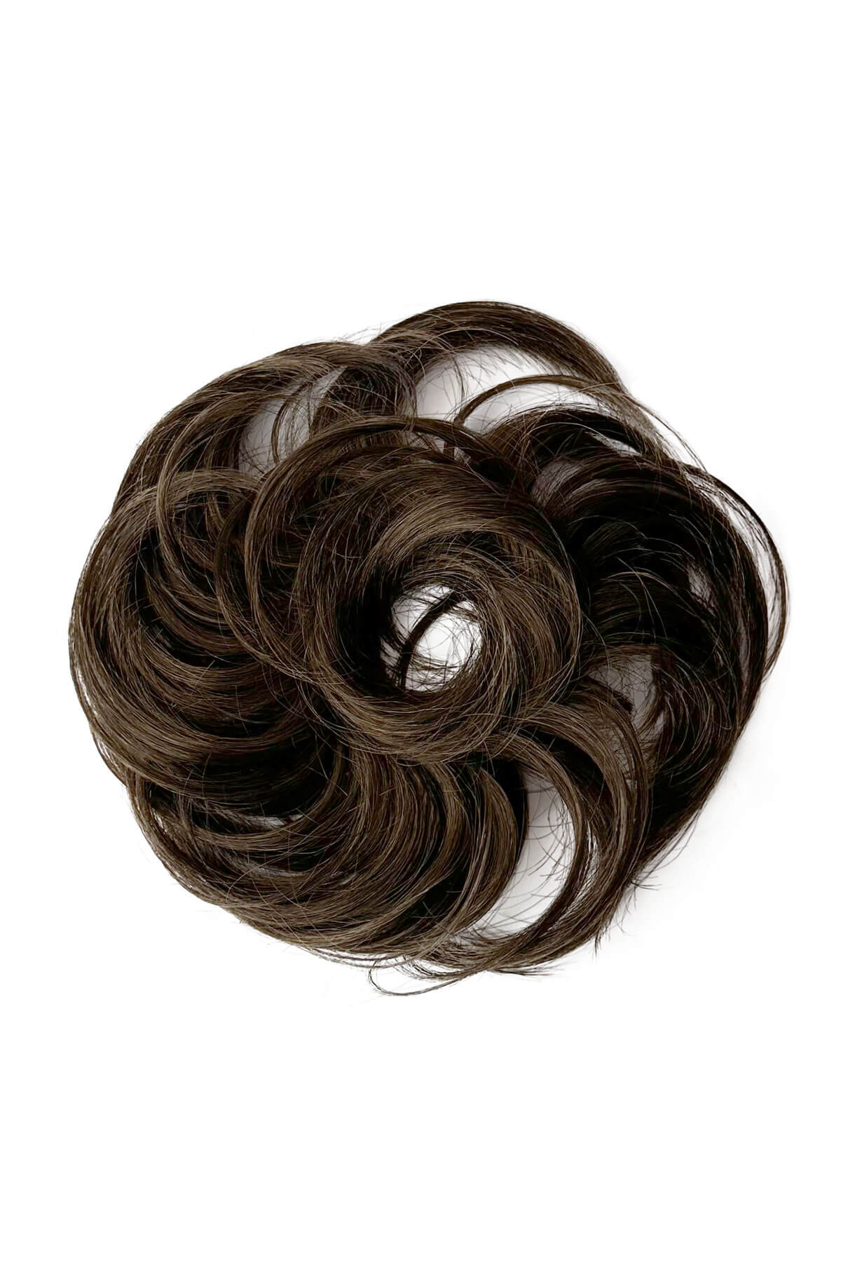 Brown hair bun extension on a white background. chestnut brown 8