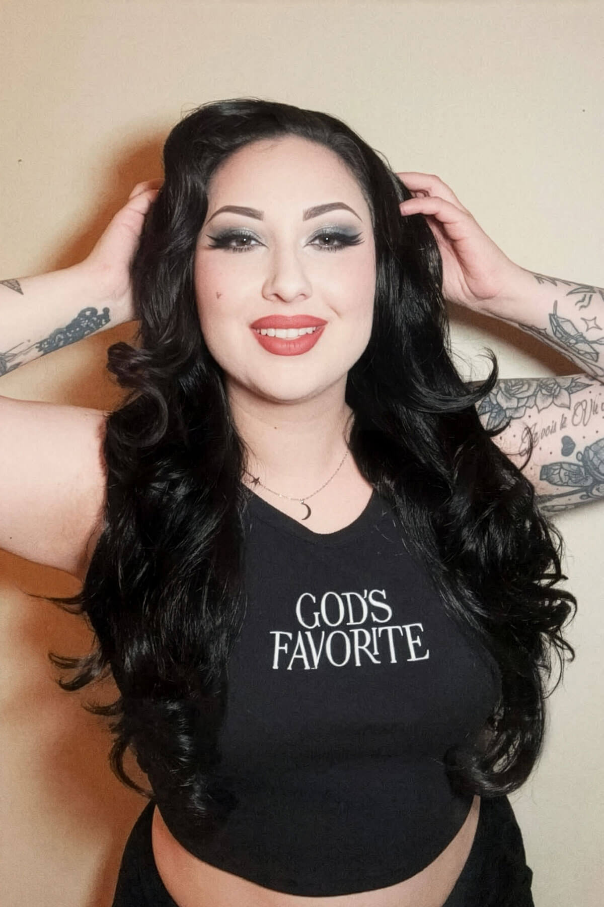 Black curly half wig hairpiece (volume wig), big loose curls: Suzie