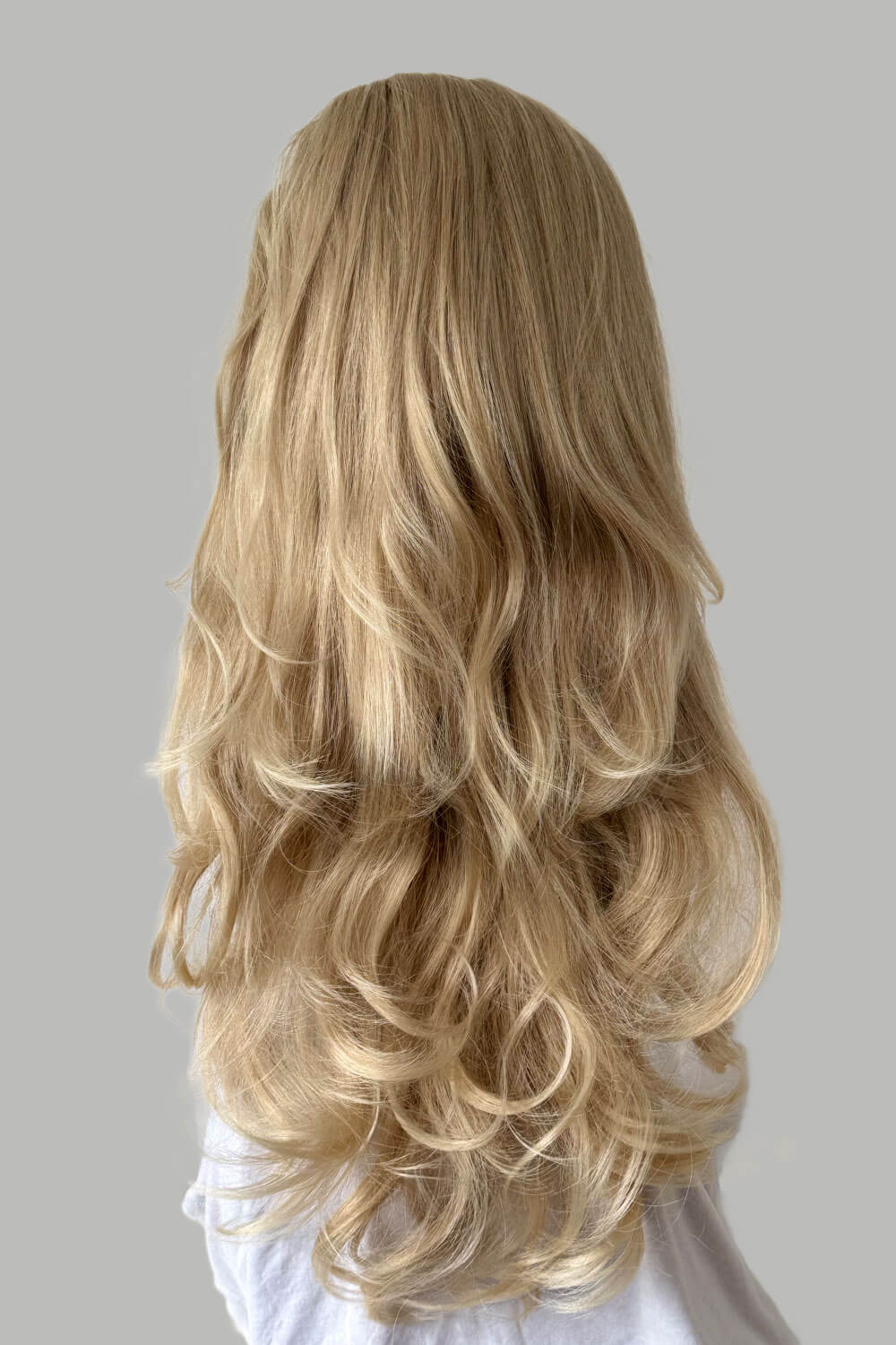 High crown long, wavy half wig and volume ring blonde: Bardot blonde 613t24