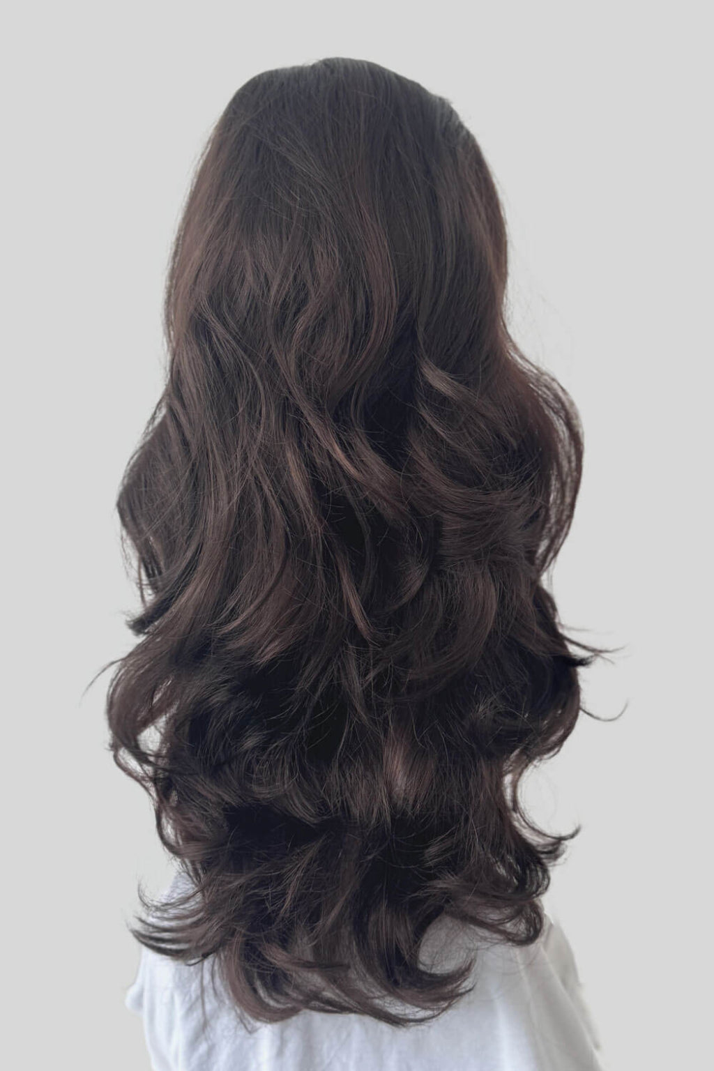 High crown long, wavy half wig and volume ring: Bardot reddish brown 6-33