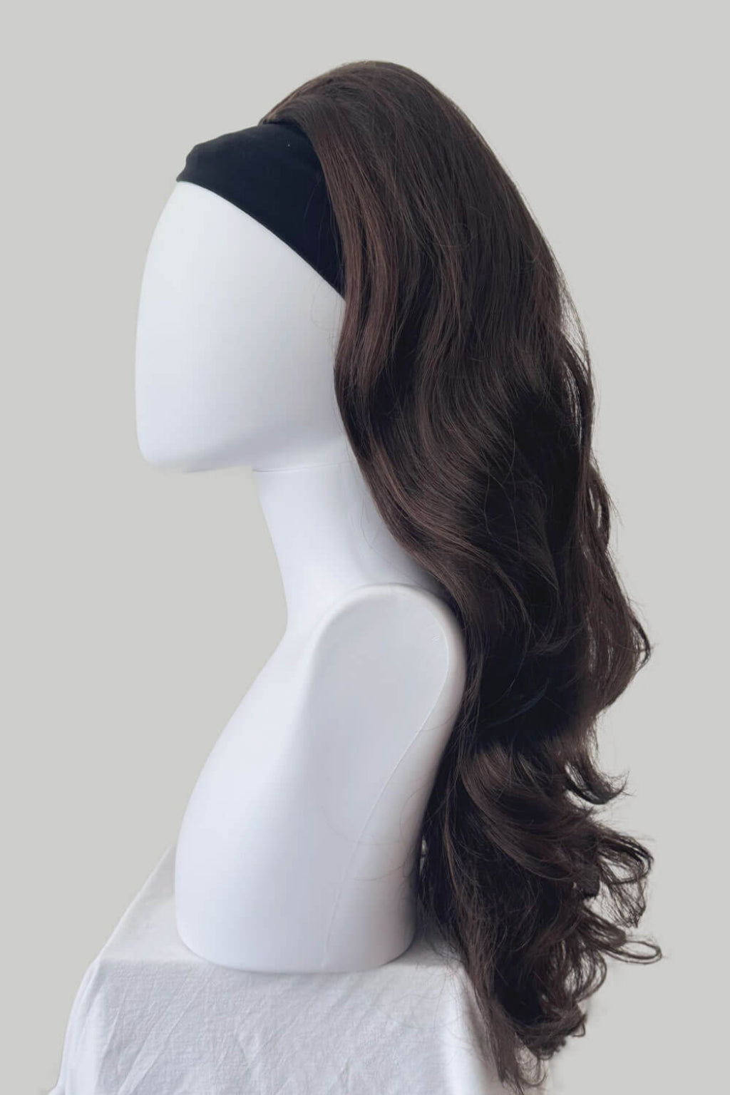 High crown long, wavy half wig and volume ring: Bardot reddish brown 6-33
