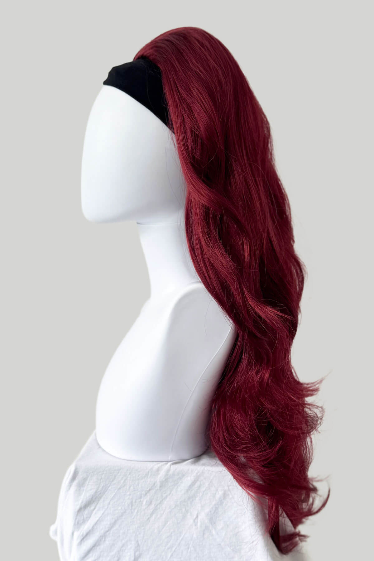 High crown long, wavy half wig and volume ring, copper and cherry red: Bardot 350-39