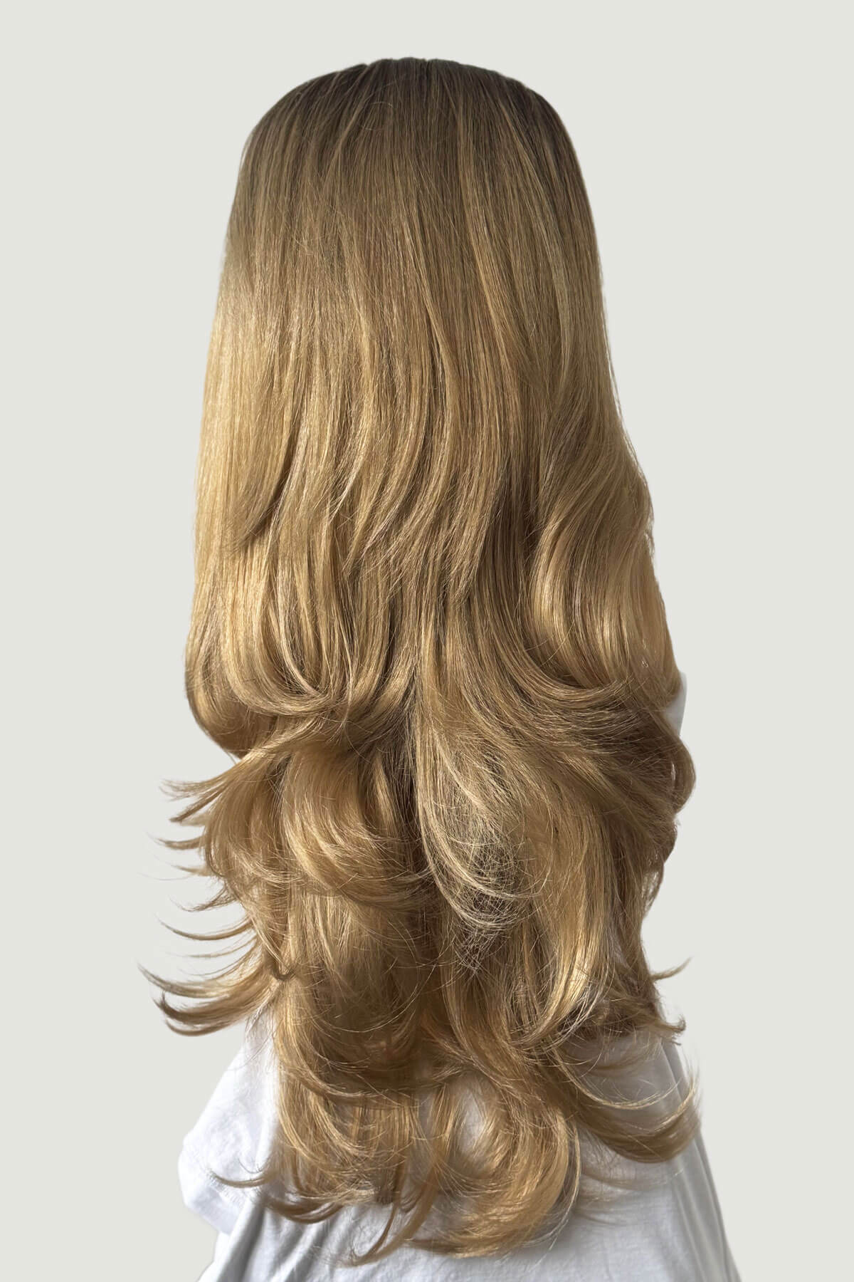 Brown/blonde ombre half wig, layered, wavy: Adeline 8TN24