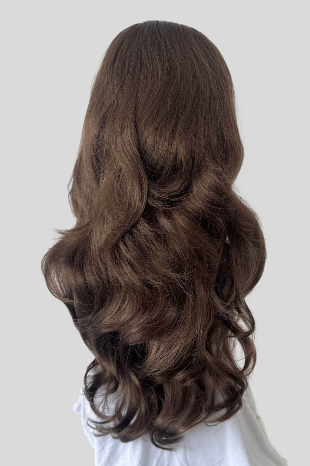 High crown long, wavy half wig and volume ring: Bardot mocha brown 10