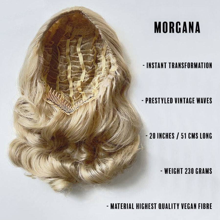 1950s style half wig hairpiece with beautiful waves: Morgana blonde 24H613