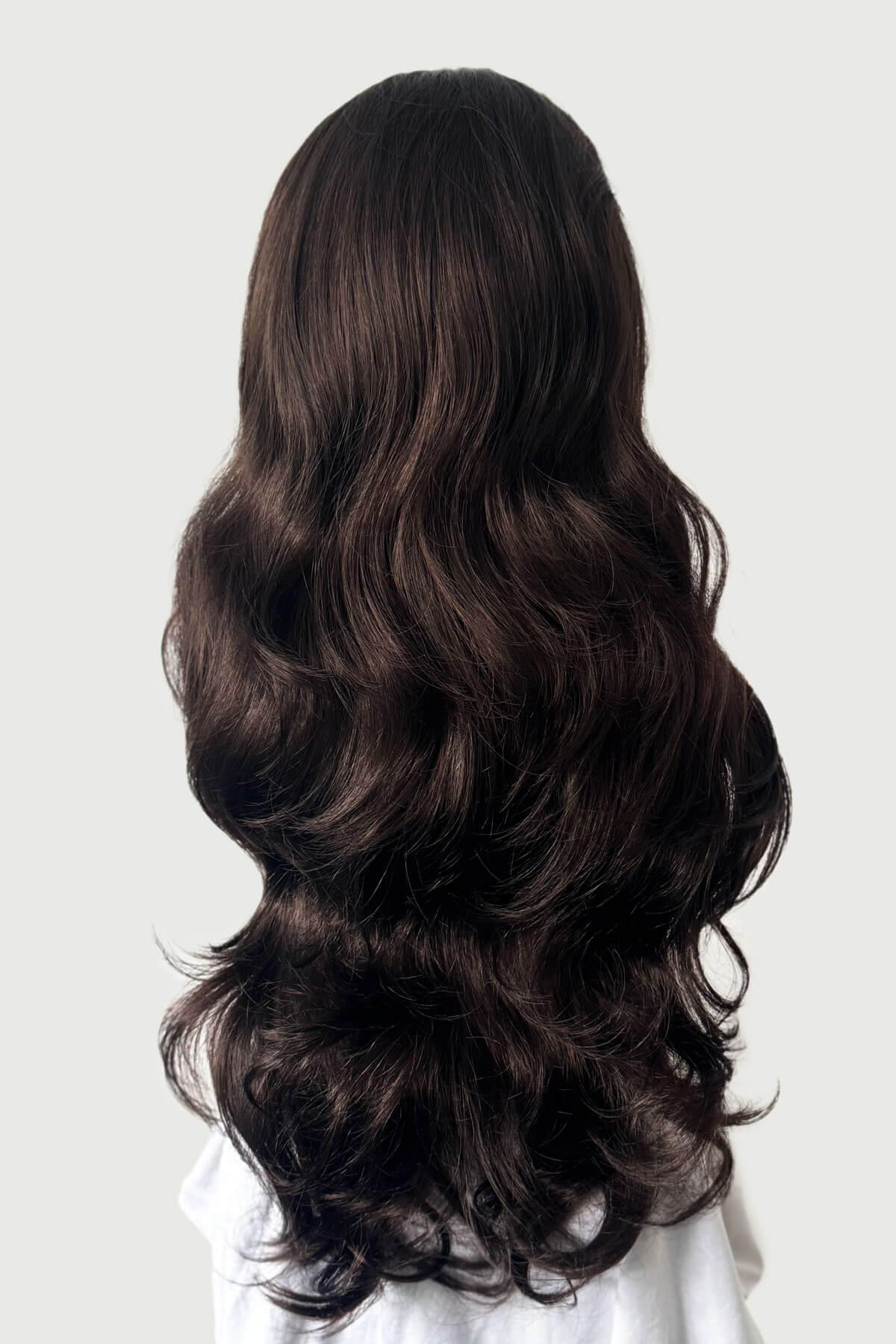 Reddish brown half wig hairpiece extension (3/4 wig), wavy: Winnie dark brown and reddish brown 6-33