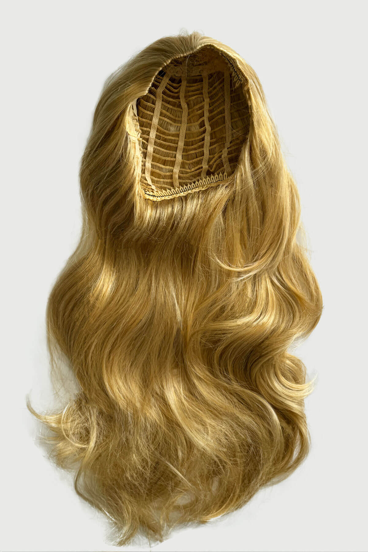 Long blonde half wig hairpiece (3/4 wig) loose curls: Frankii warm blonde 24BH613