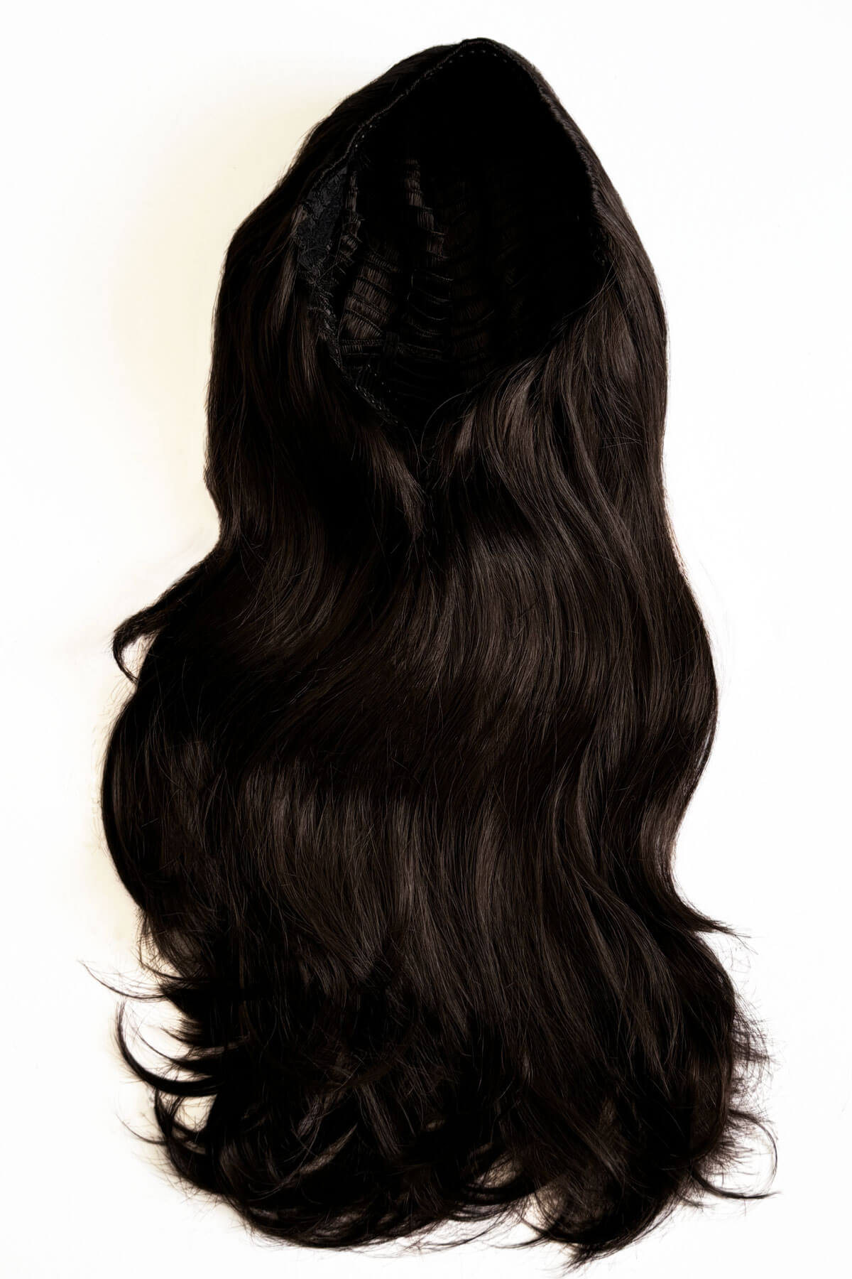Brown half wig hairpiece (3/4 wig), layered, wavy: Simone chocolate brown 6