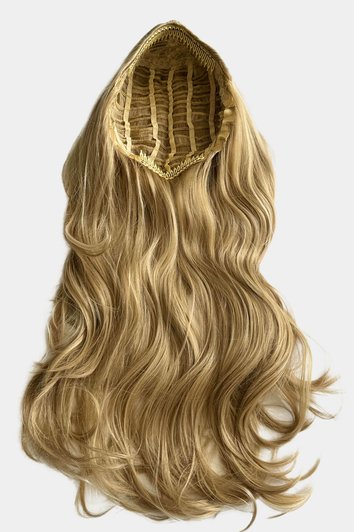 Long blonde half wig hairpiece (3/4 wig) loose curls: Frankii blonde 24H613