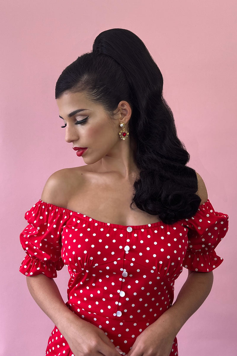 Retro style ponytail hairpiece, long with vintage waves: Arabella Brown 27C29