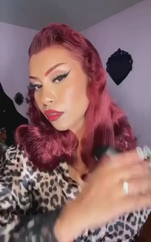 video of Onyx hairpiece in cherry red