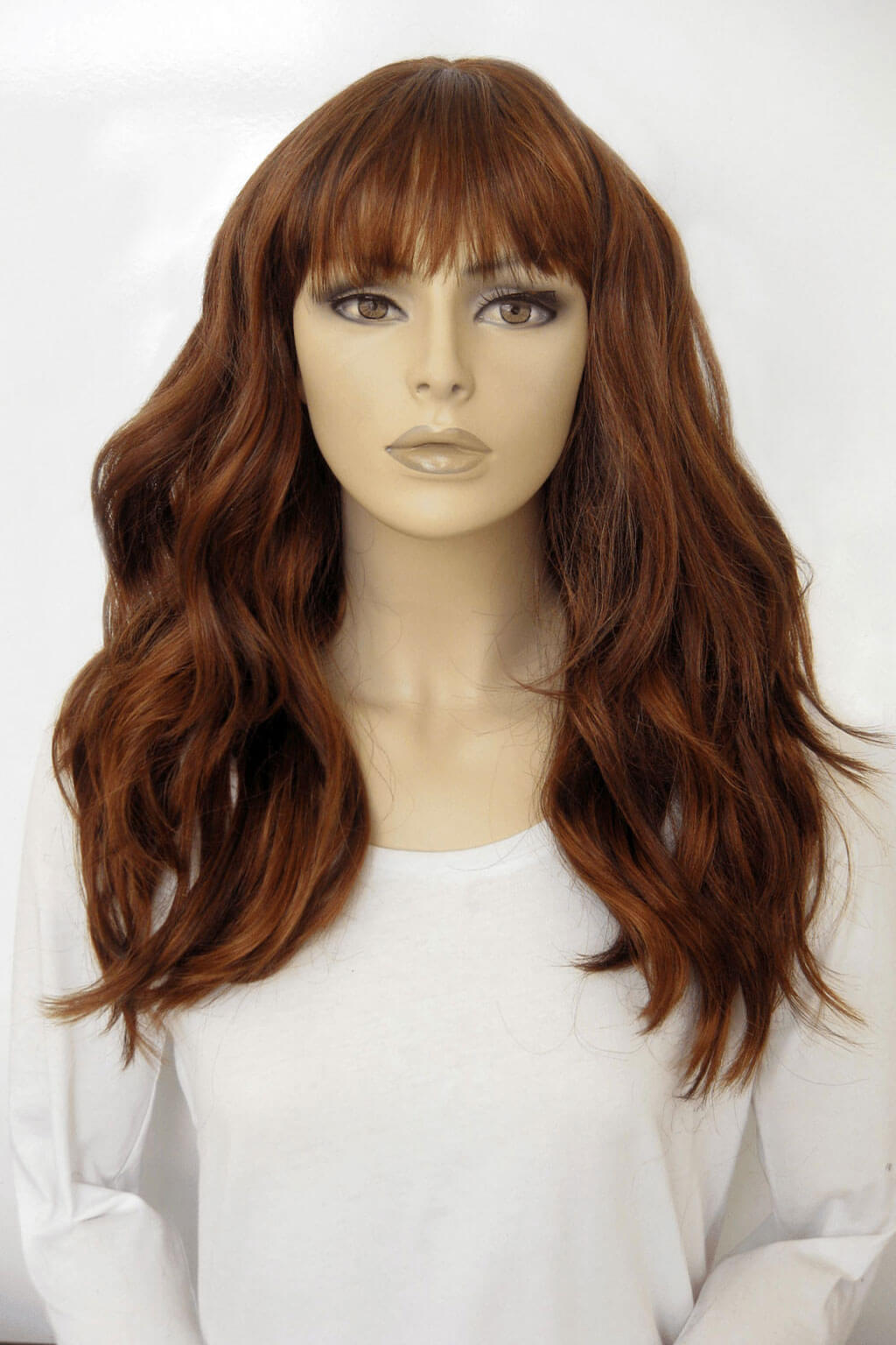 Red auburn & blonde wig with long cascading waves: Floriana