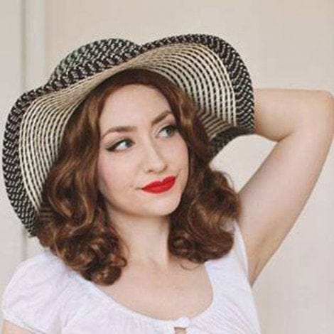 Brown 1940s pinup style wig, with finger waves: Honey light brown 12