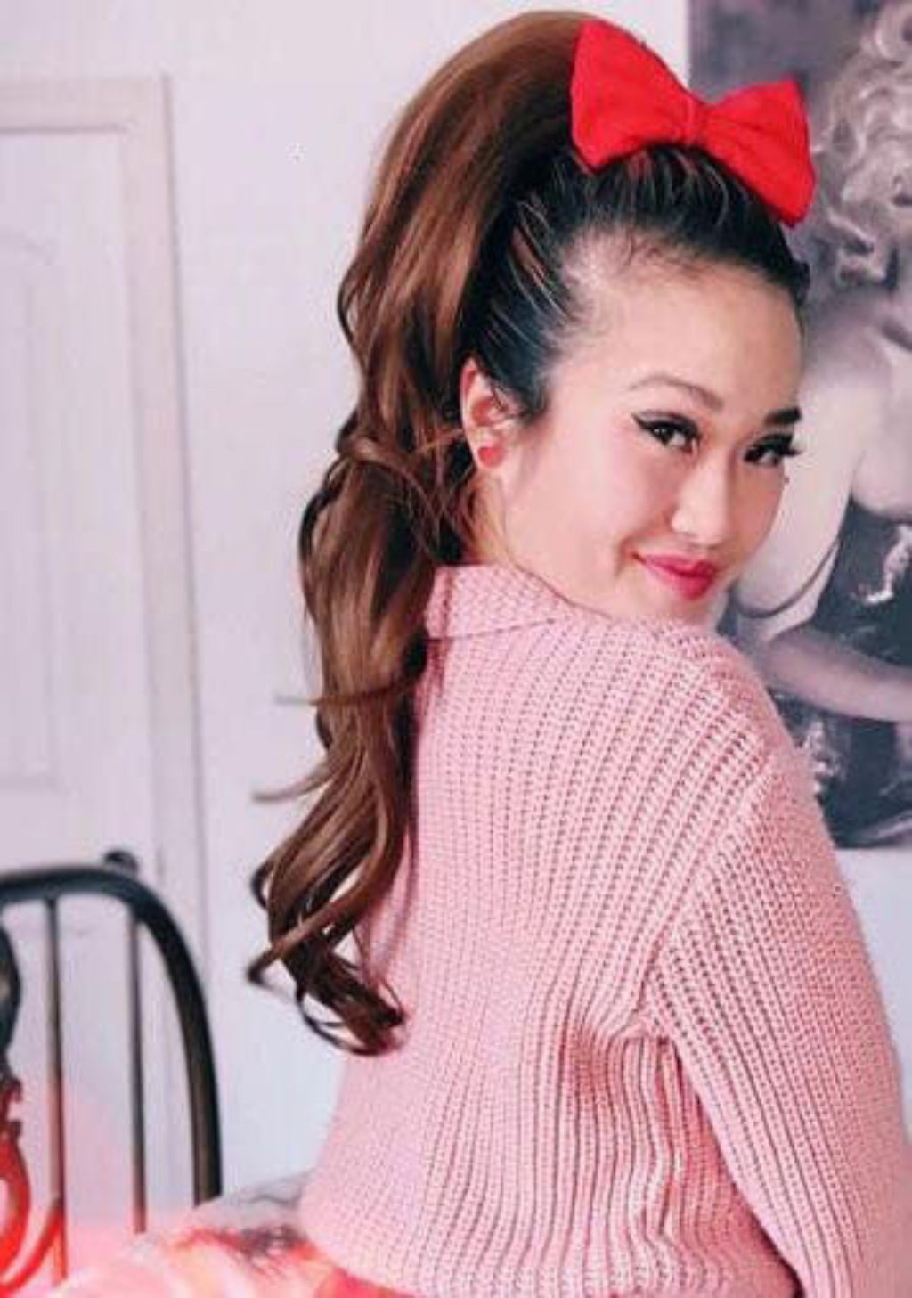 Clip-in ponytail hairpiece extension: Olivia mocha brown 10