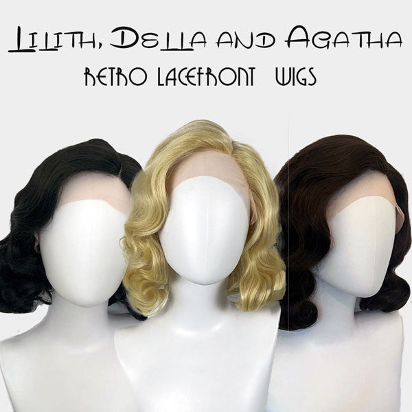 Lilith, Della and Agatha - our new, beautiful retro lace front wigs