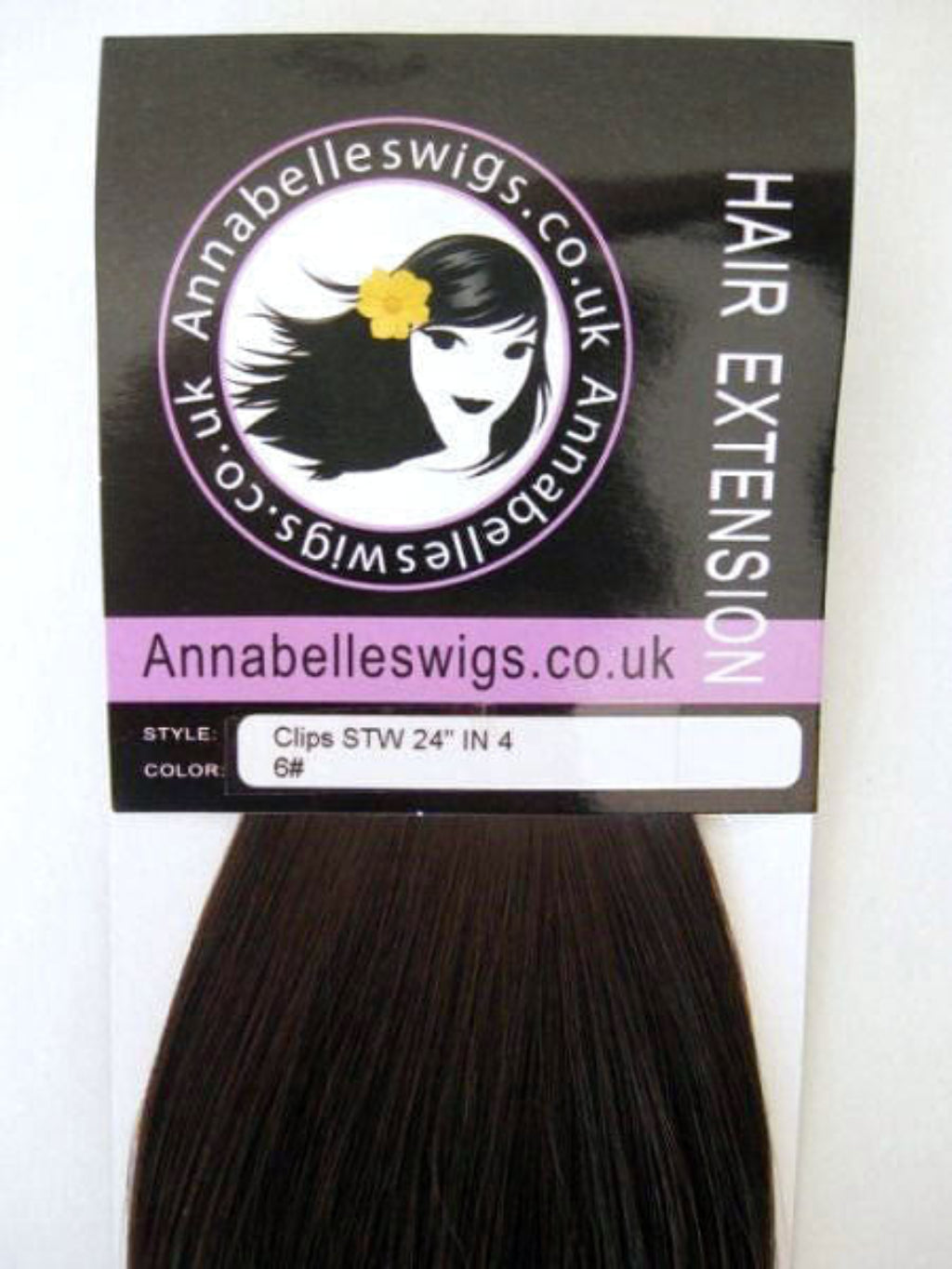 Clip-in hair extensions, straight, 6 piece, full head, 150g, 24 inches long brown 6