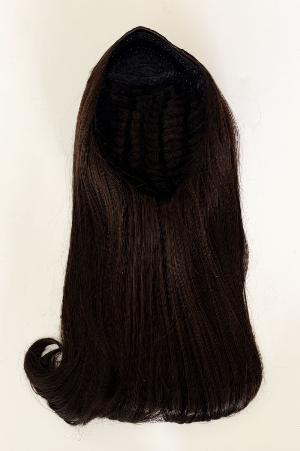 1960s Retro high crown, half wig hairpiece, long with hair flip: Priscilla chocolate brown 6