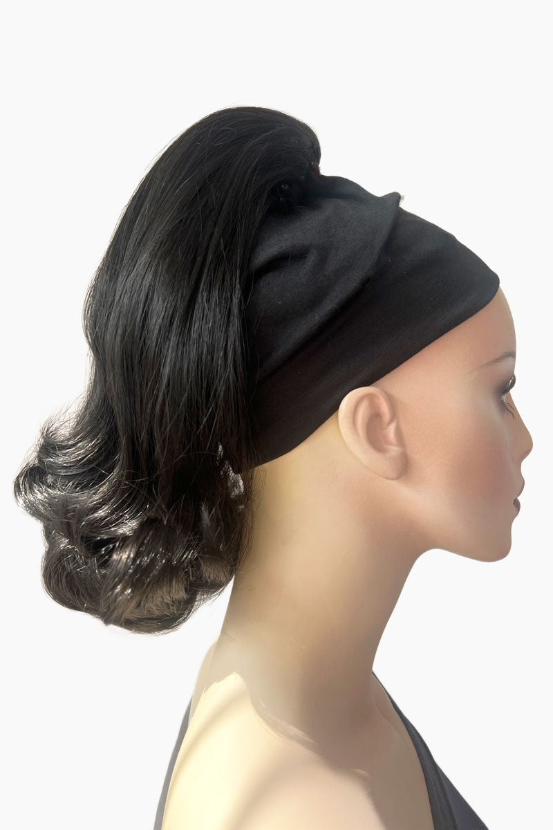 Ponytail hairpiece, shoulder length with flick/flip, retro 1960s style: Ariana Black 1B