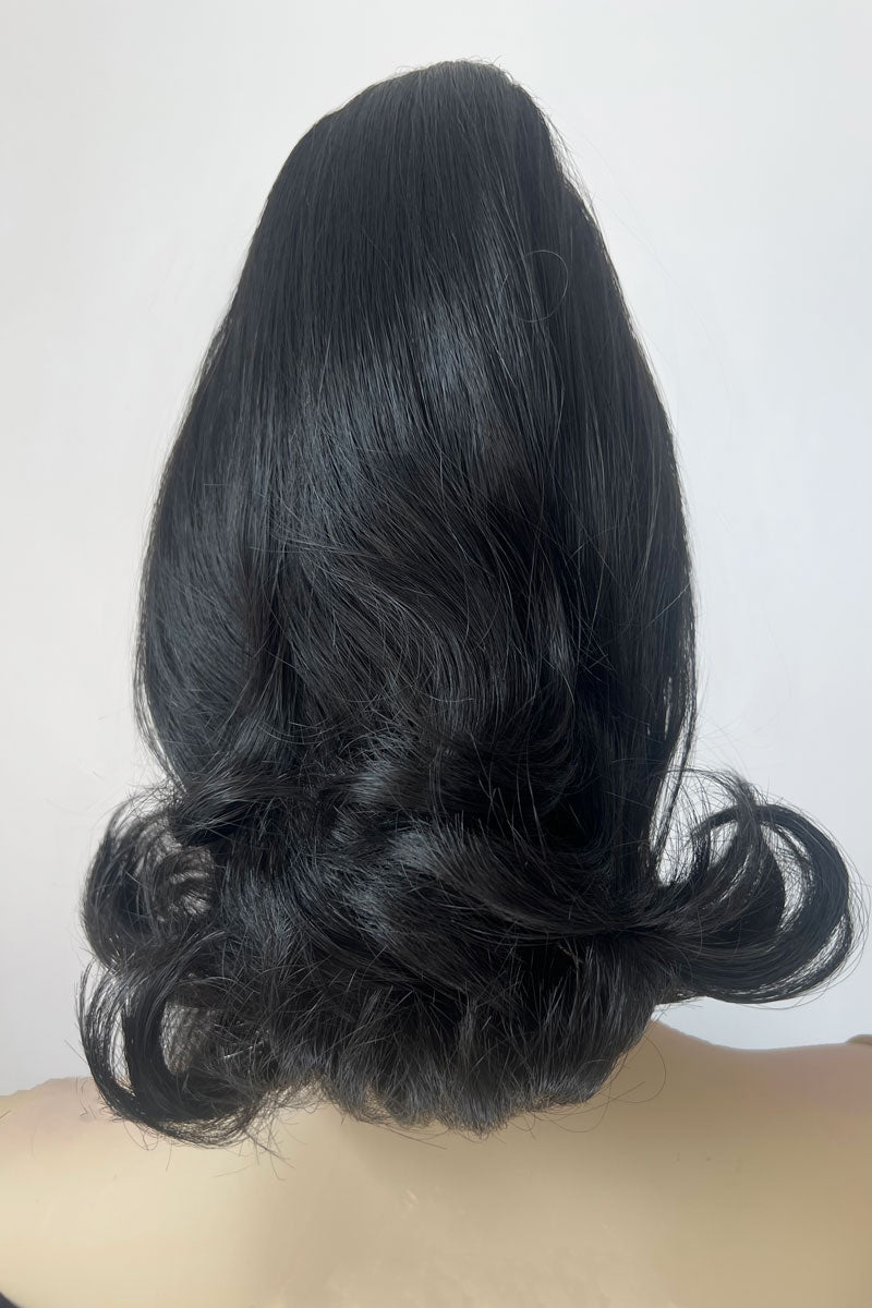 Ponytail hairpiece, shoulder length with flick/flip, retro 1960s style: Ariana Black 1B