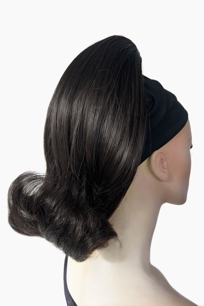 Ponytail hairpiece, shoulder length with flick/flip, retro 1960s style: Ariana dark brown 4