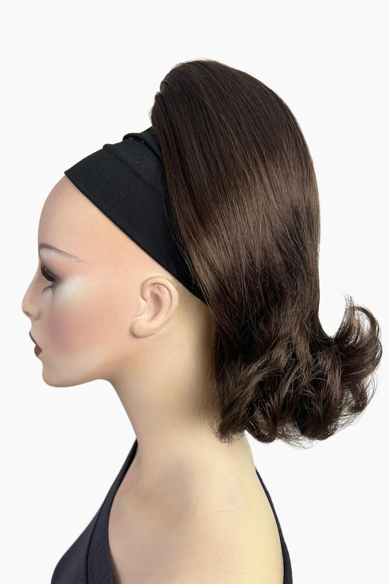 Ponytail hairpiece, shoulder length with flick/flip, retro 1960s style: Ariana chestnut brown 8