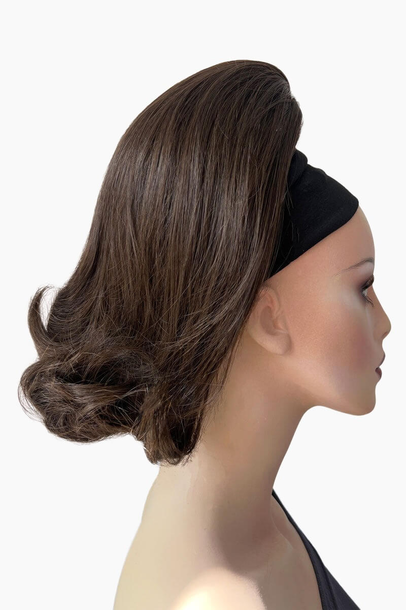 Ponytail hairpiece, shoulder length with flick/flip, retro 1960s style: Ariana chestnut brown 8