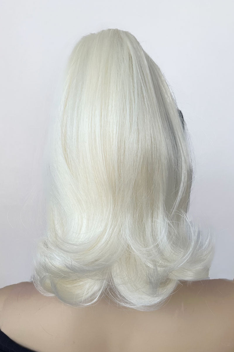 Ponytail hairpiece, shoulder length with flick/flip, retro 1960s style: Ariana Platinum blonde 1001