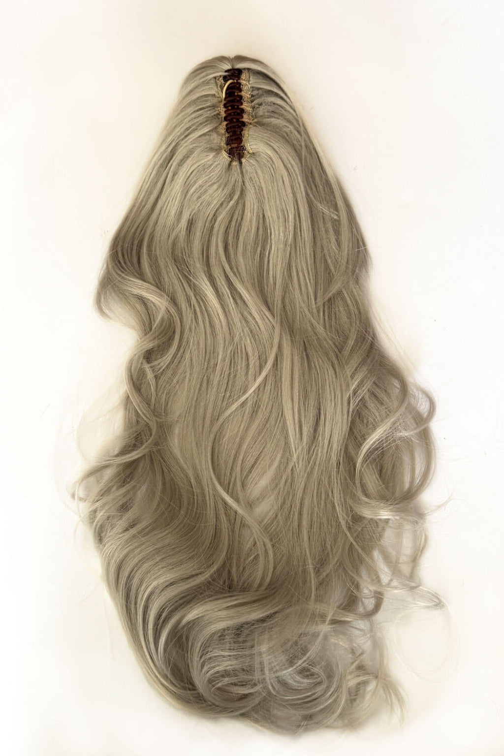 Clip-in ponytail hairpiece extension: Olivia silver 60