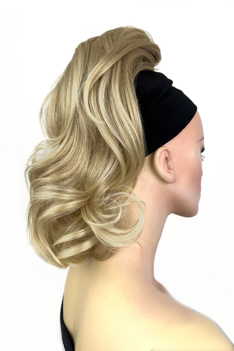 Curly ponytail extension clip-on hairpiece: Tulisa blonde 613T24