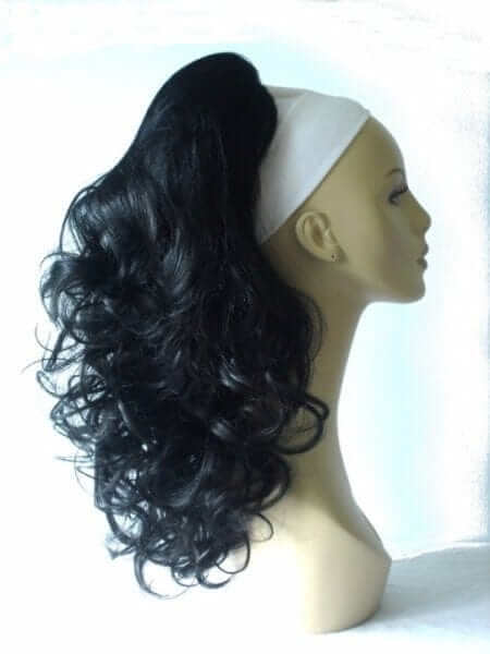 Curly ponytail hairpiece extension: Katy black 1b