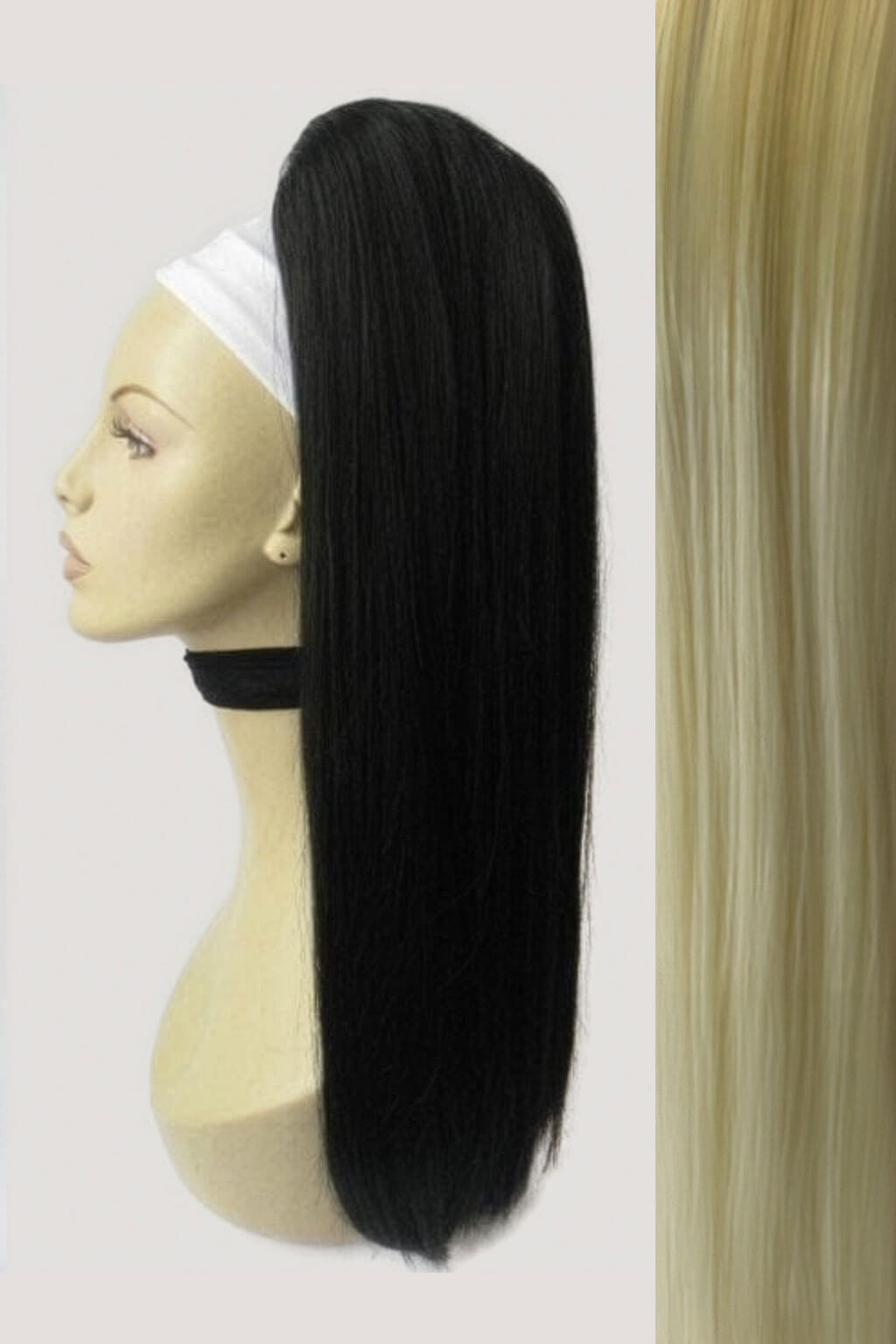 Long straight ponytail with coloured streak: Ayla with blonde streak