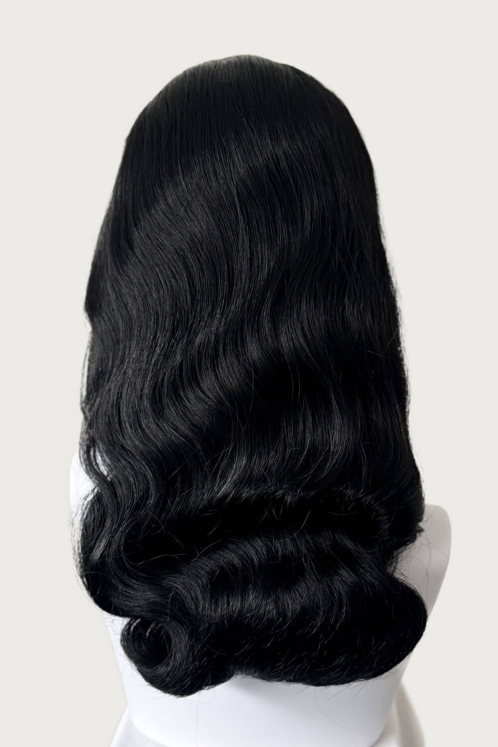 1950s style half wig hairpiece with beautiful waves: Morgana black 1b