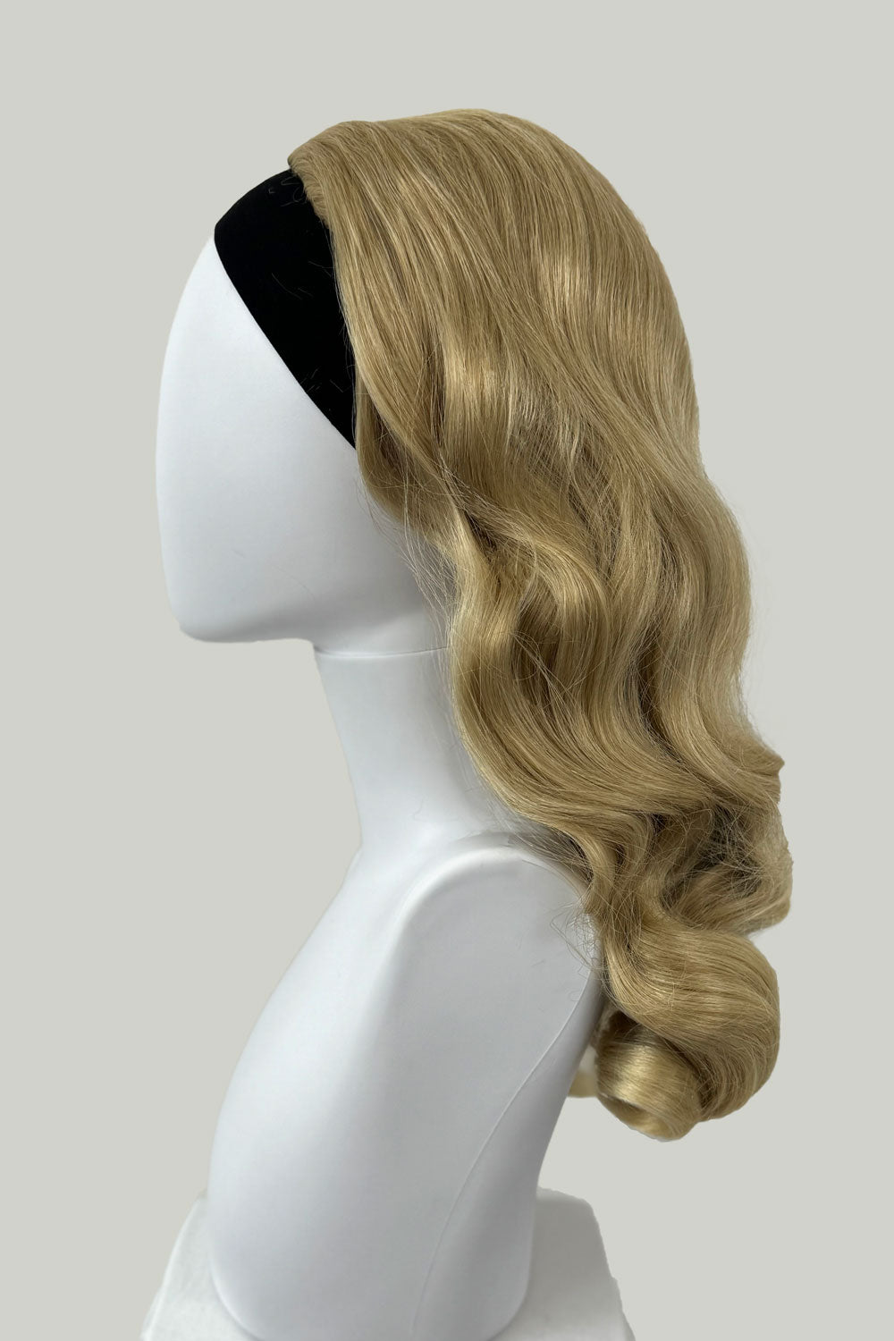 1950s style half wig hairpiece with beautiful waves: Morgana blonde 613T24