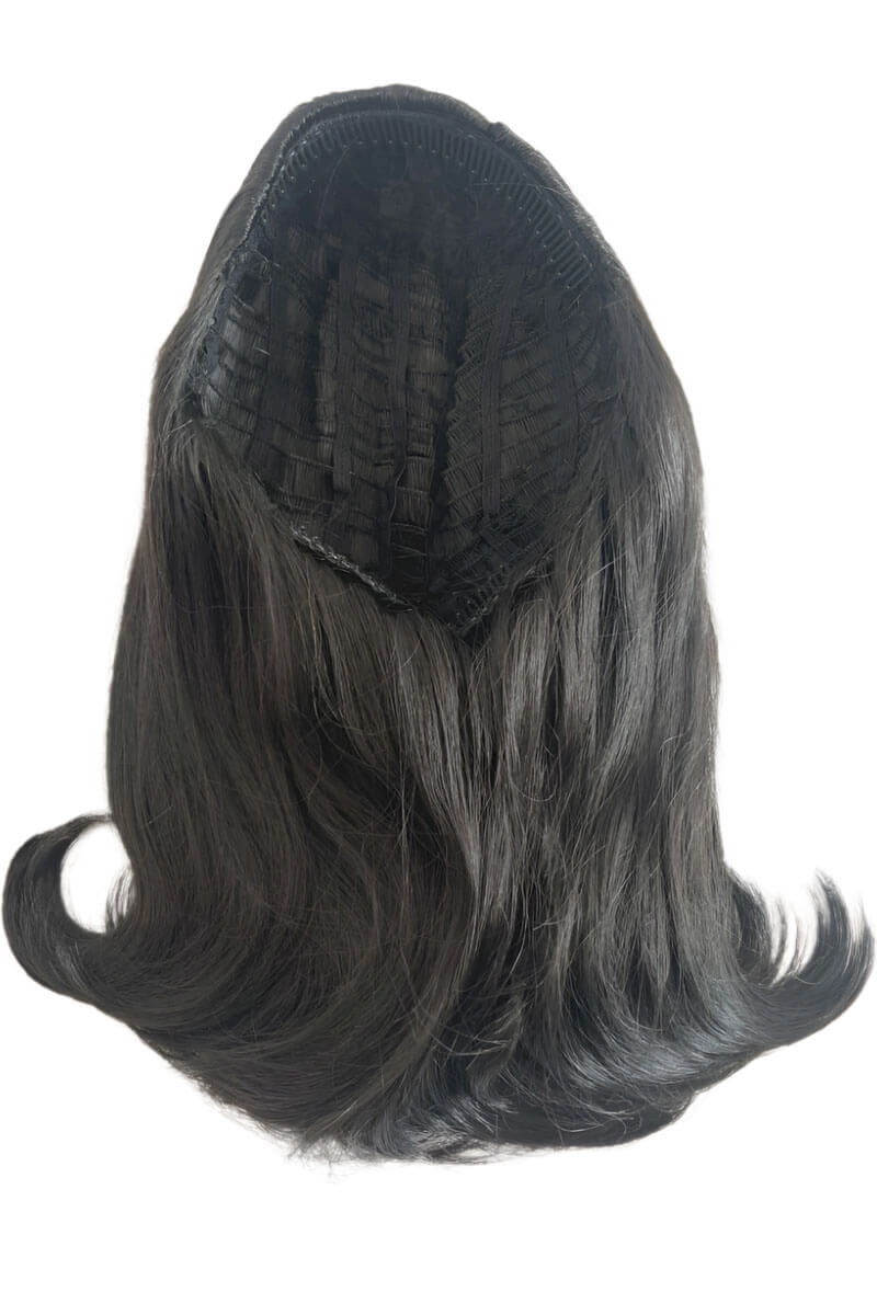 1960s half wig hairpiece, flicked, hair flip: Philippa black 1B
