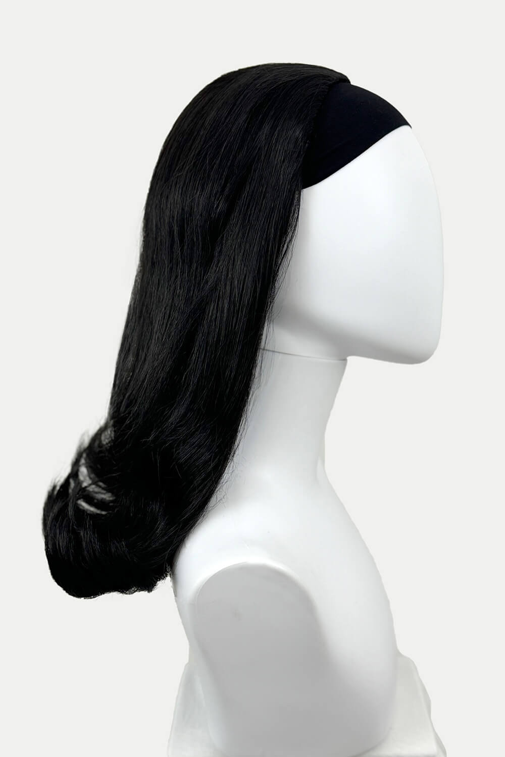 1960s half wig hairpiece, flicked, hair flip: Philippa black 1B