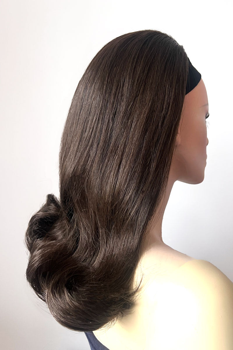 1960s half wig hairpiece, flicked, hair flip: Philippa chestnut brown 8