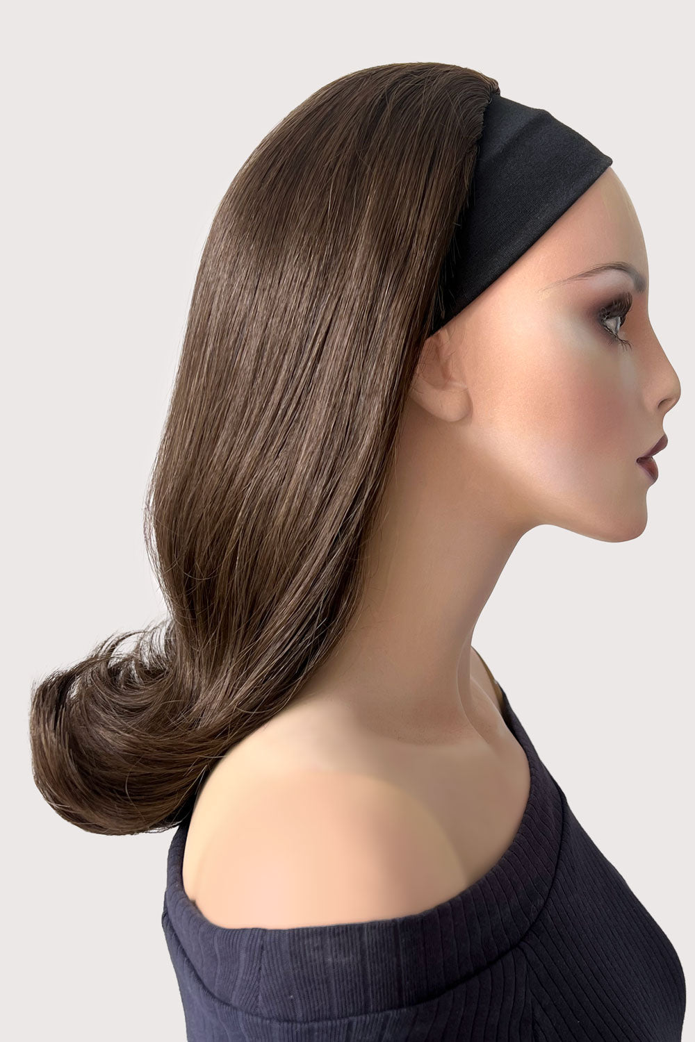 1960s half wig hairpiece, flicked, hair flip: Philippa chestnut brown 8