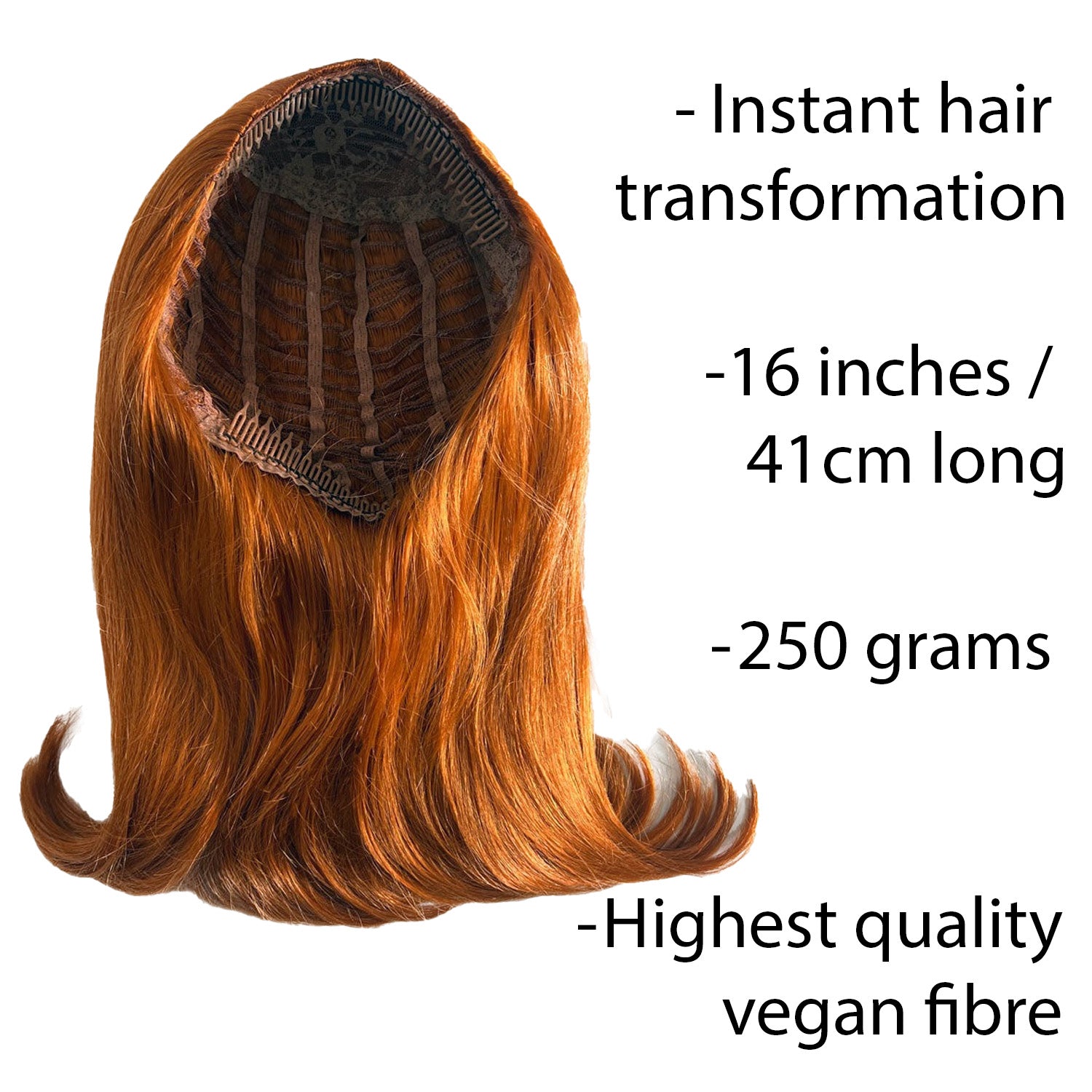 1960s half wig hairpiece, flicked, hair flip: Philippa ginger
