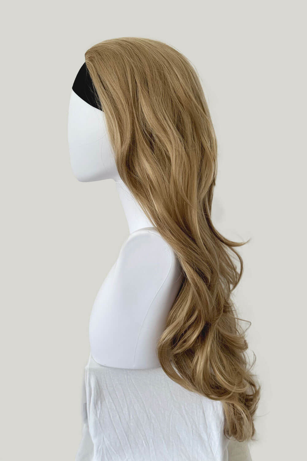 Long blonde half wig hairpiece (3/4 wig) loose curls: Frankii blonde 24H613