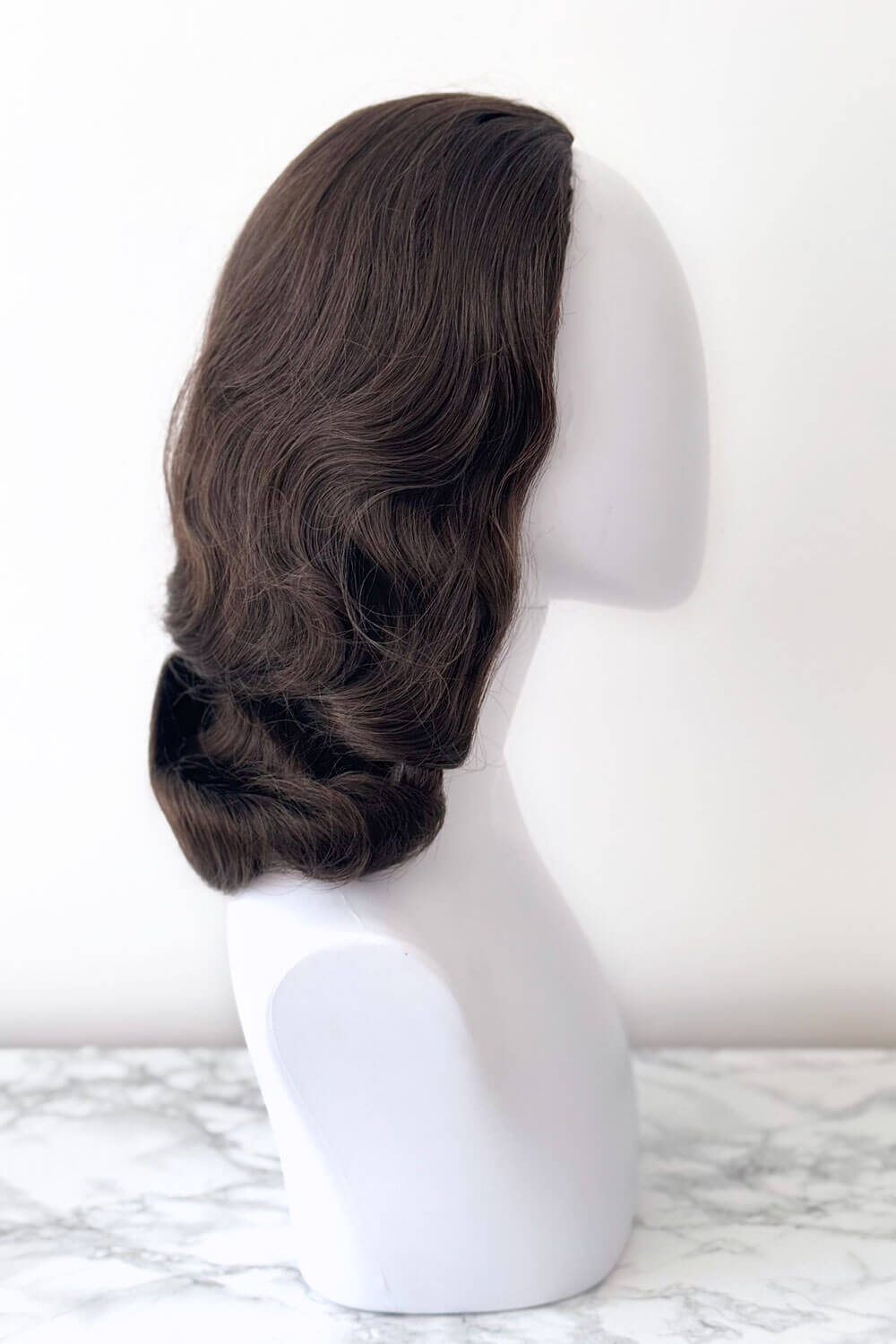 1940s style half wig hairpiece with beautiful marcel waves: Virginia chestnut brown 8