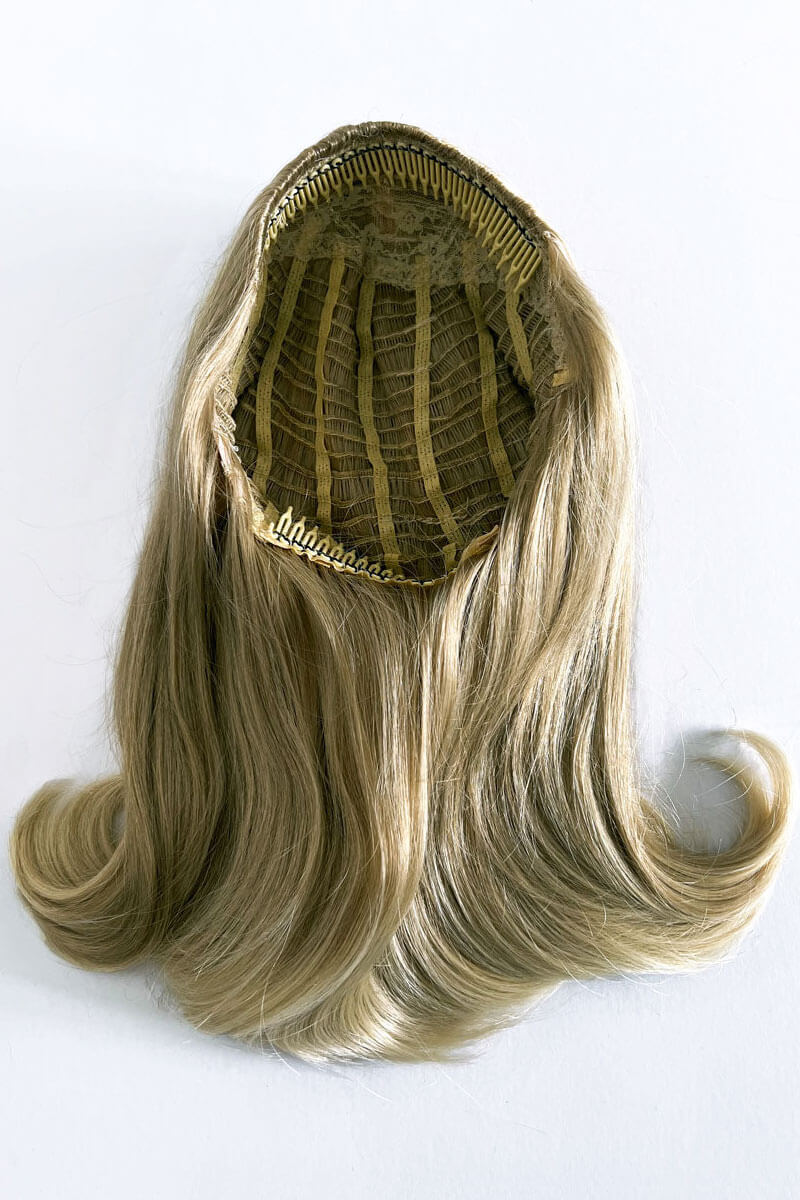 1960s half wig hairpiece, flicked, hair flip: Philippa blonde 613T24