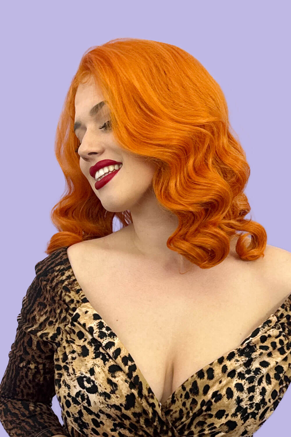 Ginger pinup lace front wig, Dita Von Teese style vintage style wig with finger waves Lula
