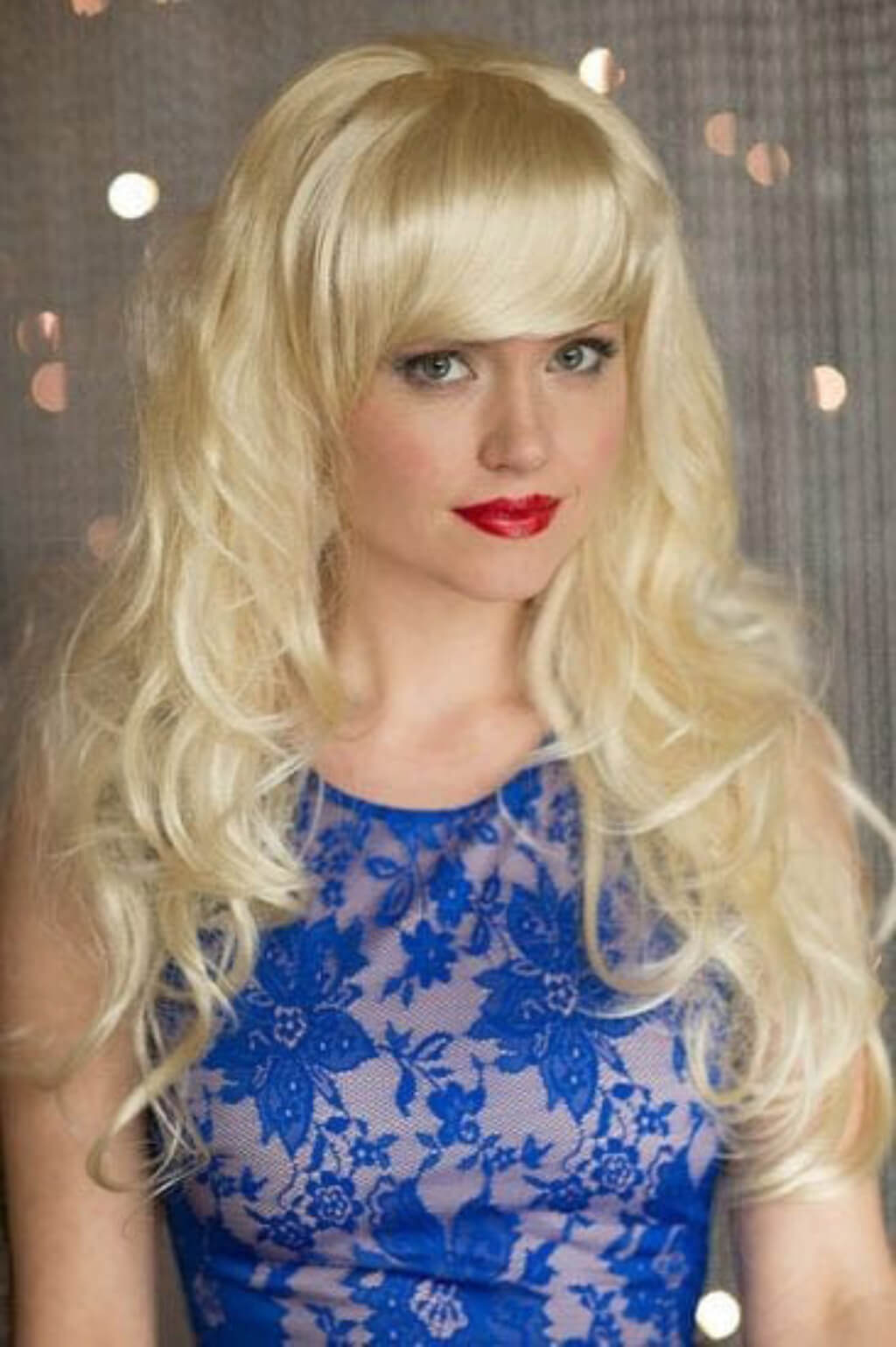 Clip-in fringe hairpiece, curved, side-sweeping/clip-in bangs: Eliana