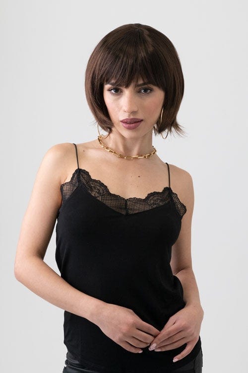 Dark brown pixie cut bob wig with reddish brown lowlights freeshipping - AnnabellesWigs