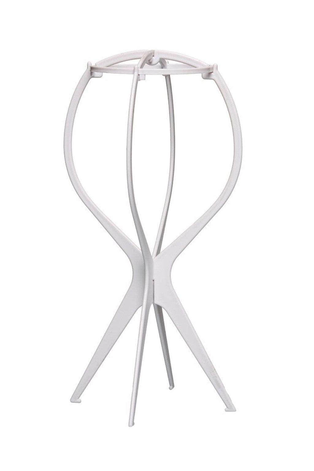 A collapsable wig stand - white